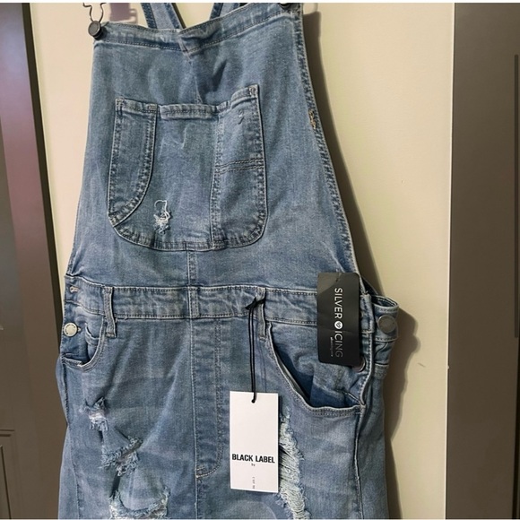 Black Label Silver Icing Girlfriend Shortfall Denim Cotton Overalls Shorts 1XL - Picture 2 of 12